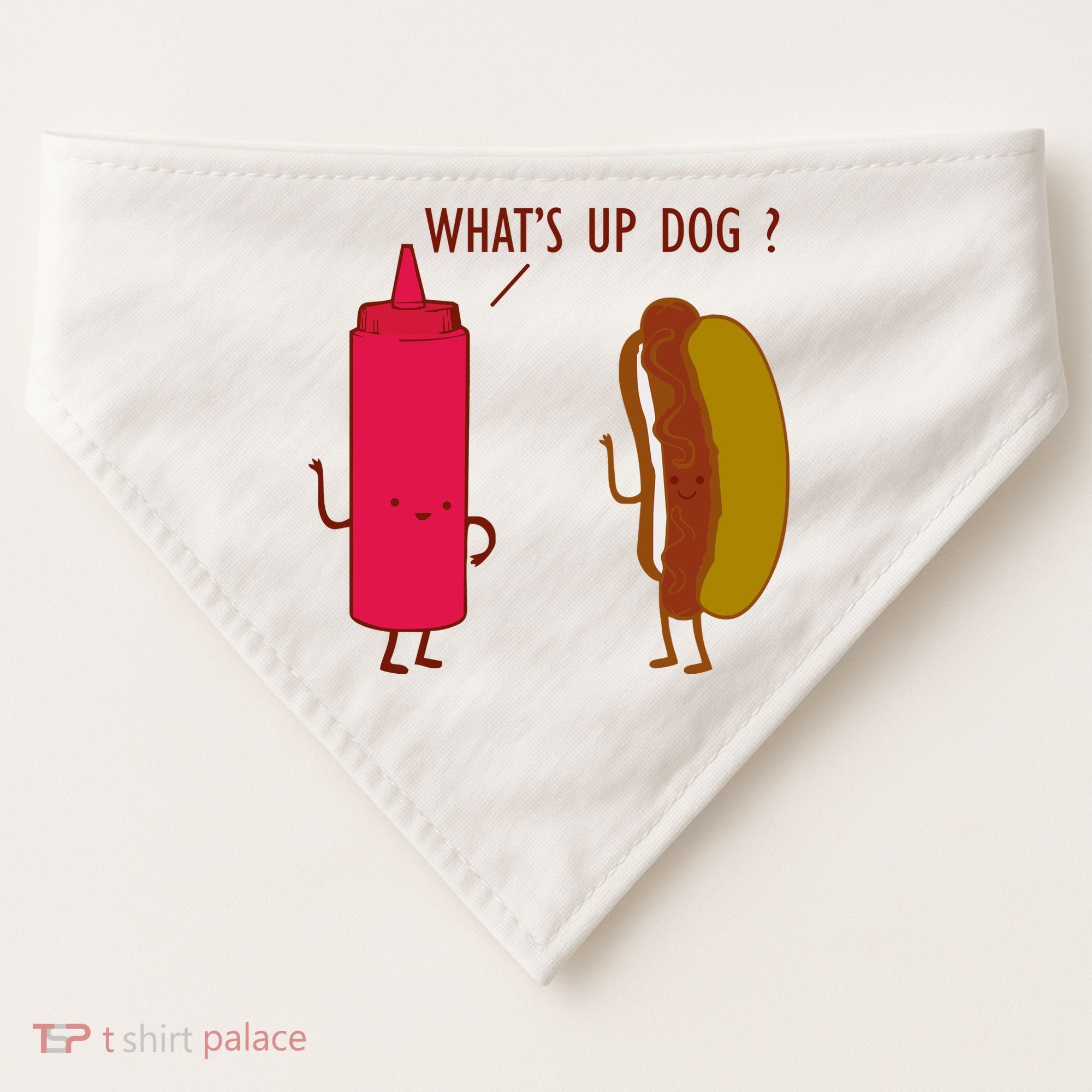 What Up Dog Ketchup Hot Dog USA-Made Doggie Bandana