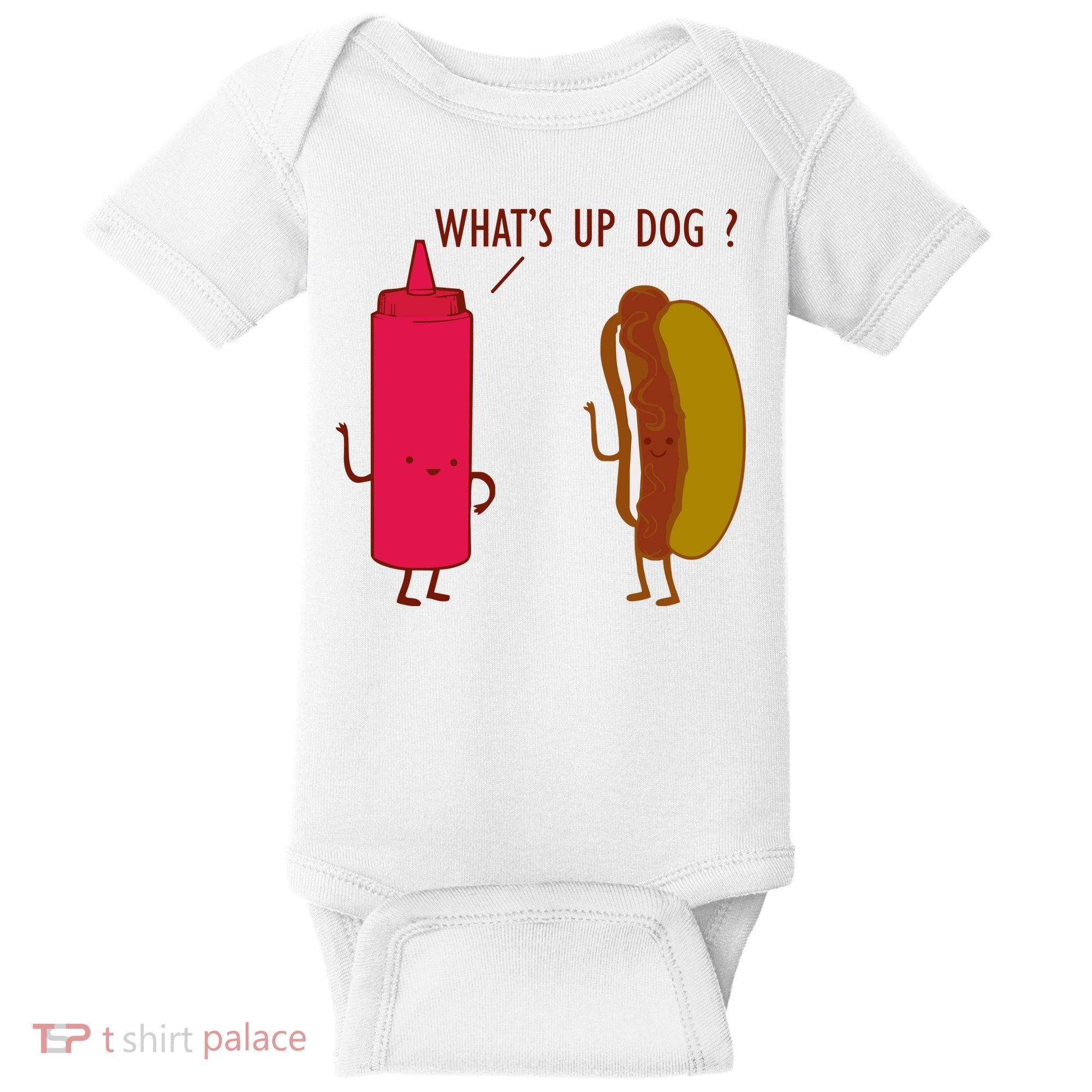 What Up Dog Ketchup Hot Dog Baby Bodysuit