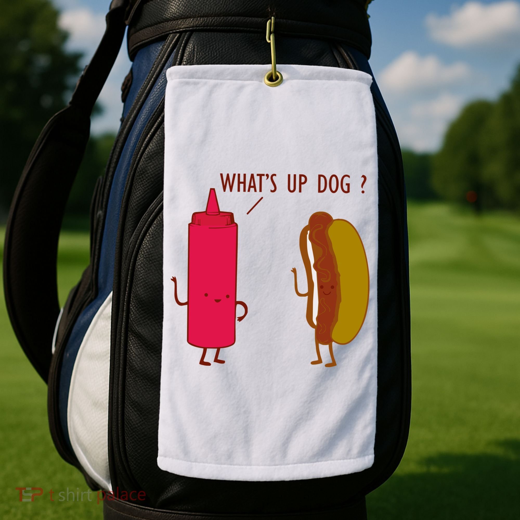 What Up Dog Ketchup Hot Dog Golf Towel