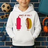 What Up Dog Ketchup Hot Dog Kids Hoodie thumb 2