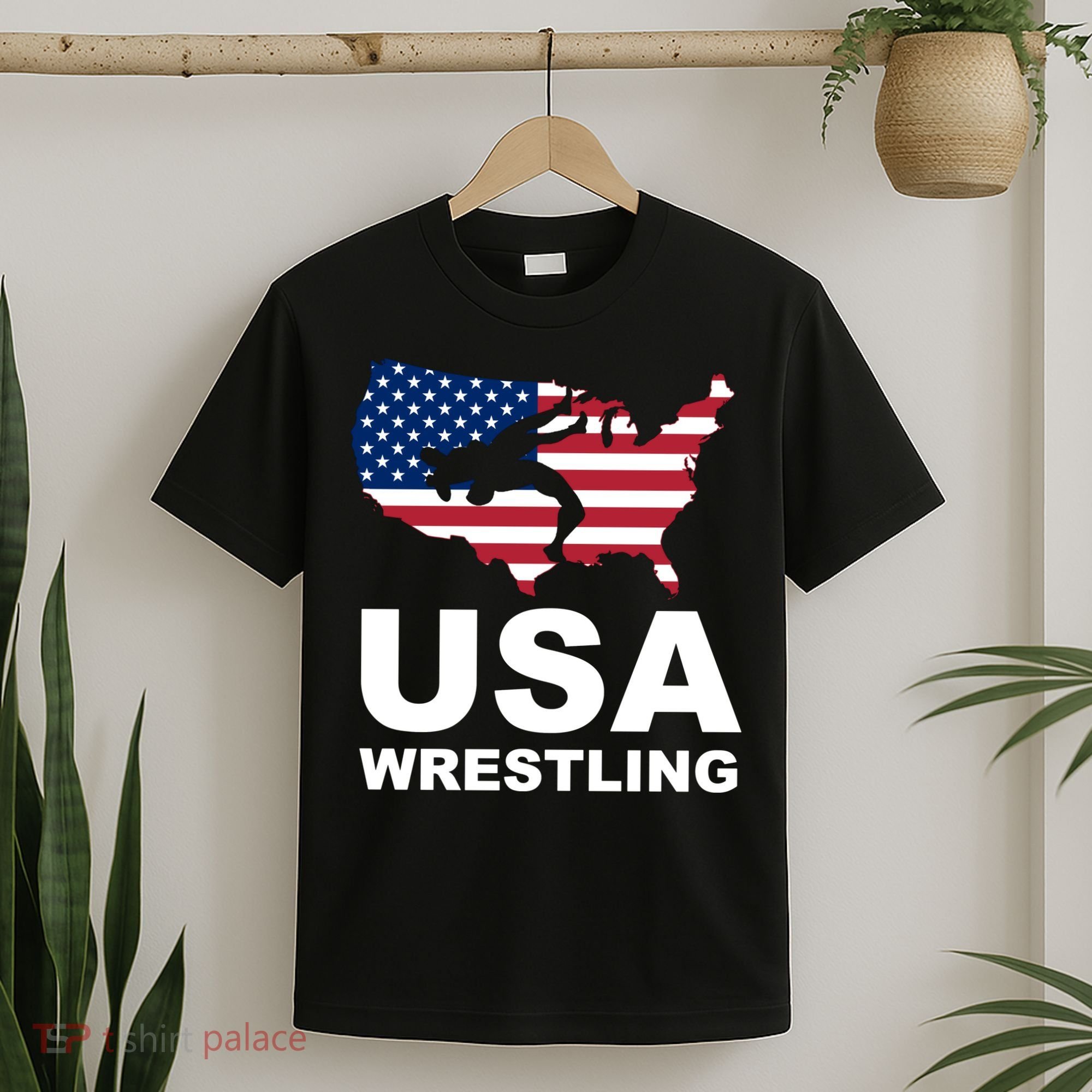 Wrestling Usa Flag T-Shirt