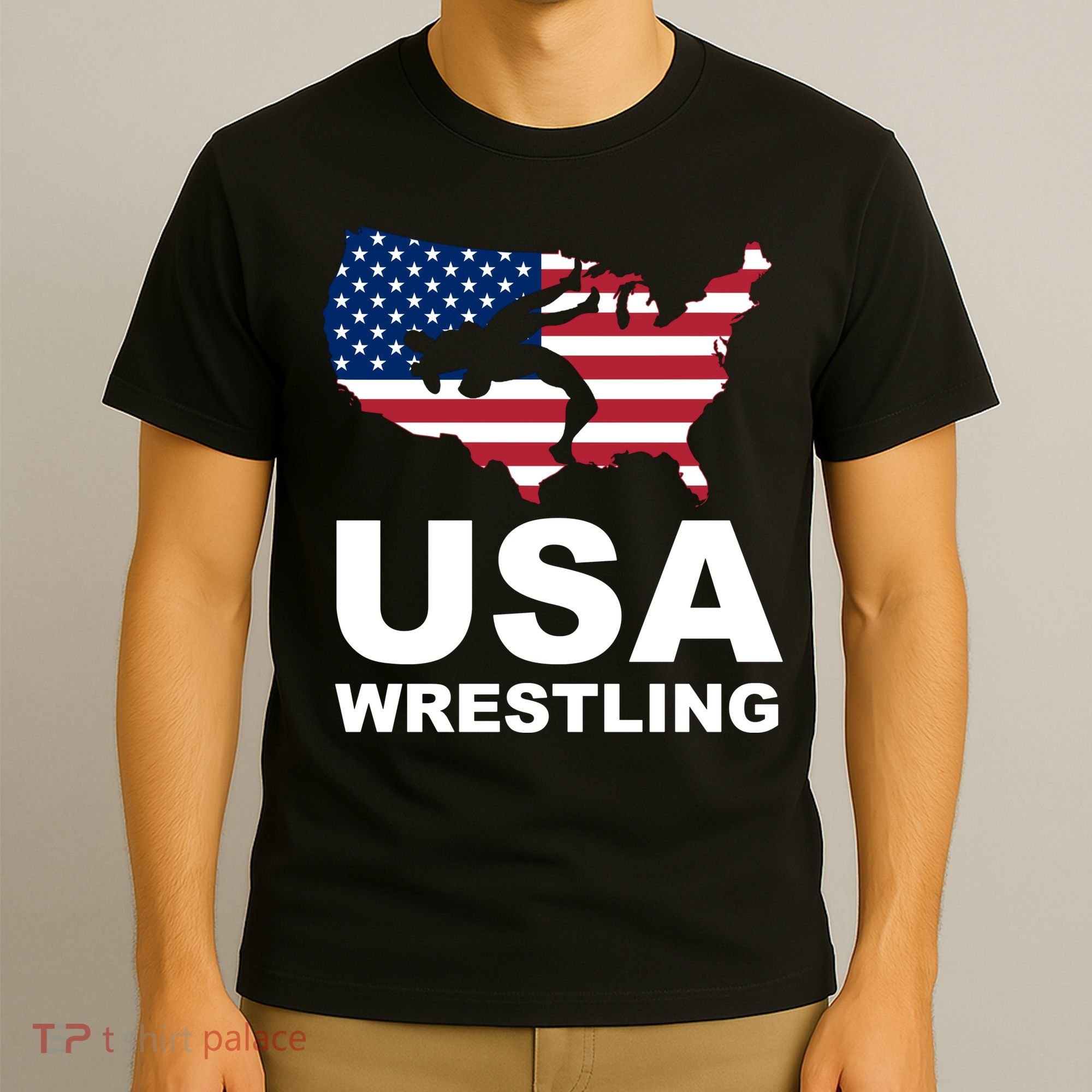 Wrestling Usa Flag T-Shirt