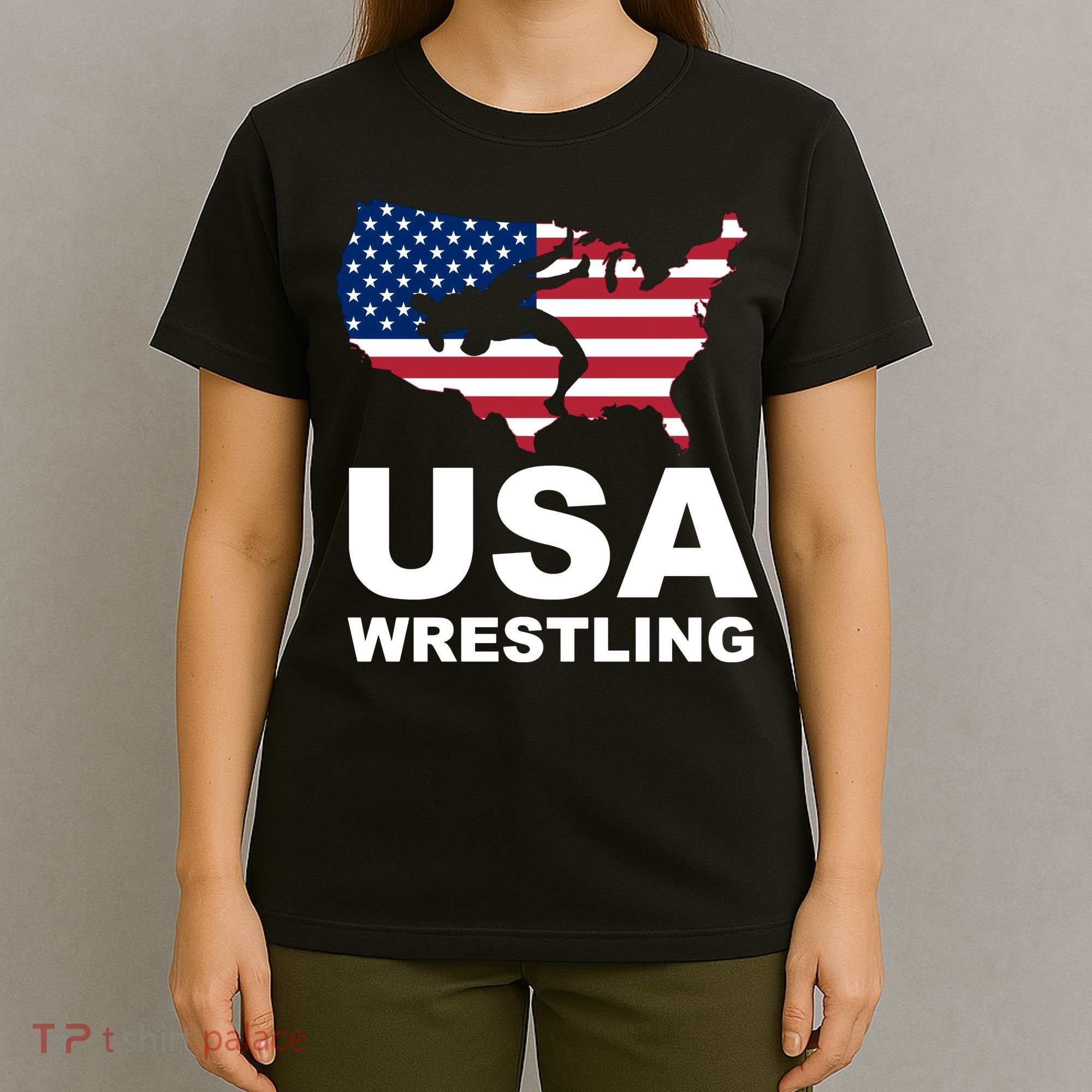 Wrestling Usa Flag T-Shirt