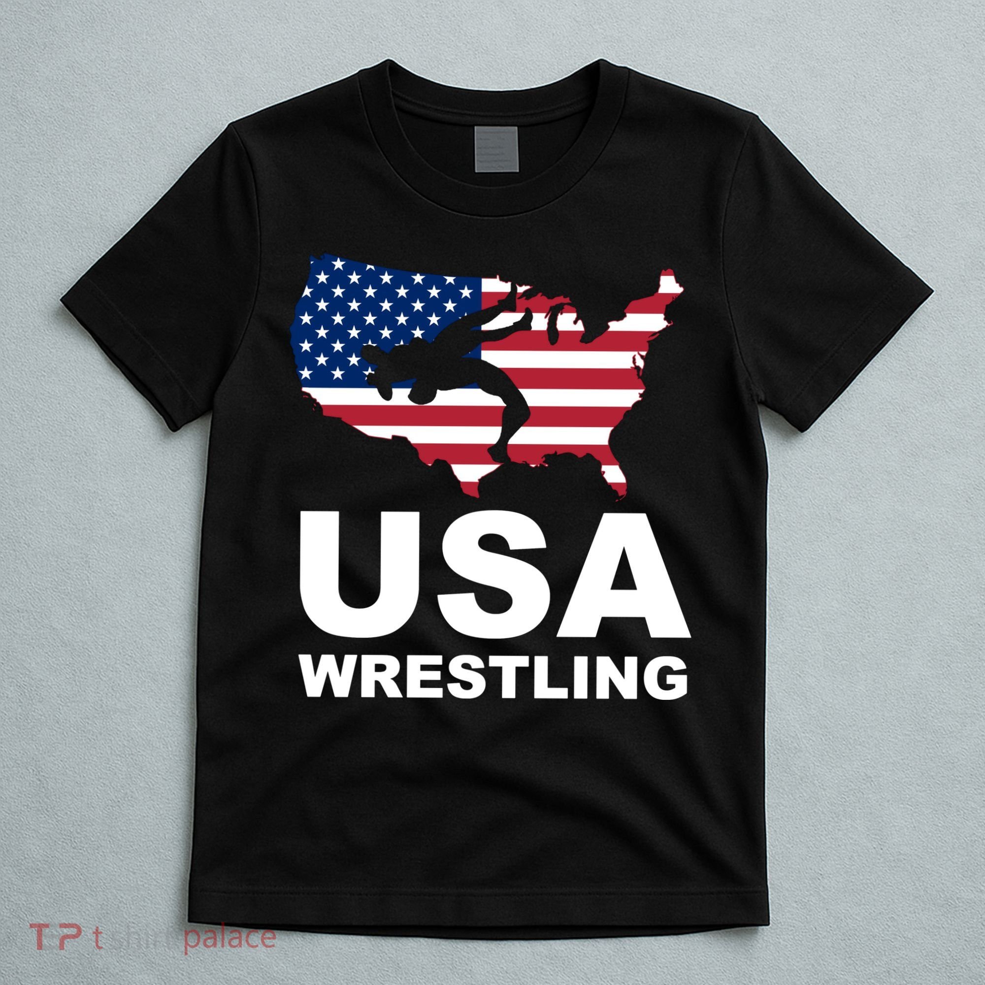 Wrestling Usa Flag T-Shirt