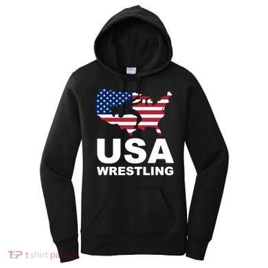 Wrestling Usa Flag Women's Hoodie