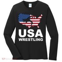 Wrestling Usa Flag Women's Long Sleeve Shirt thumb 0