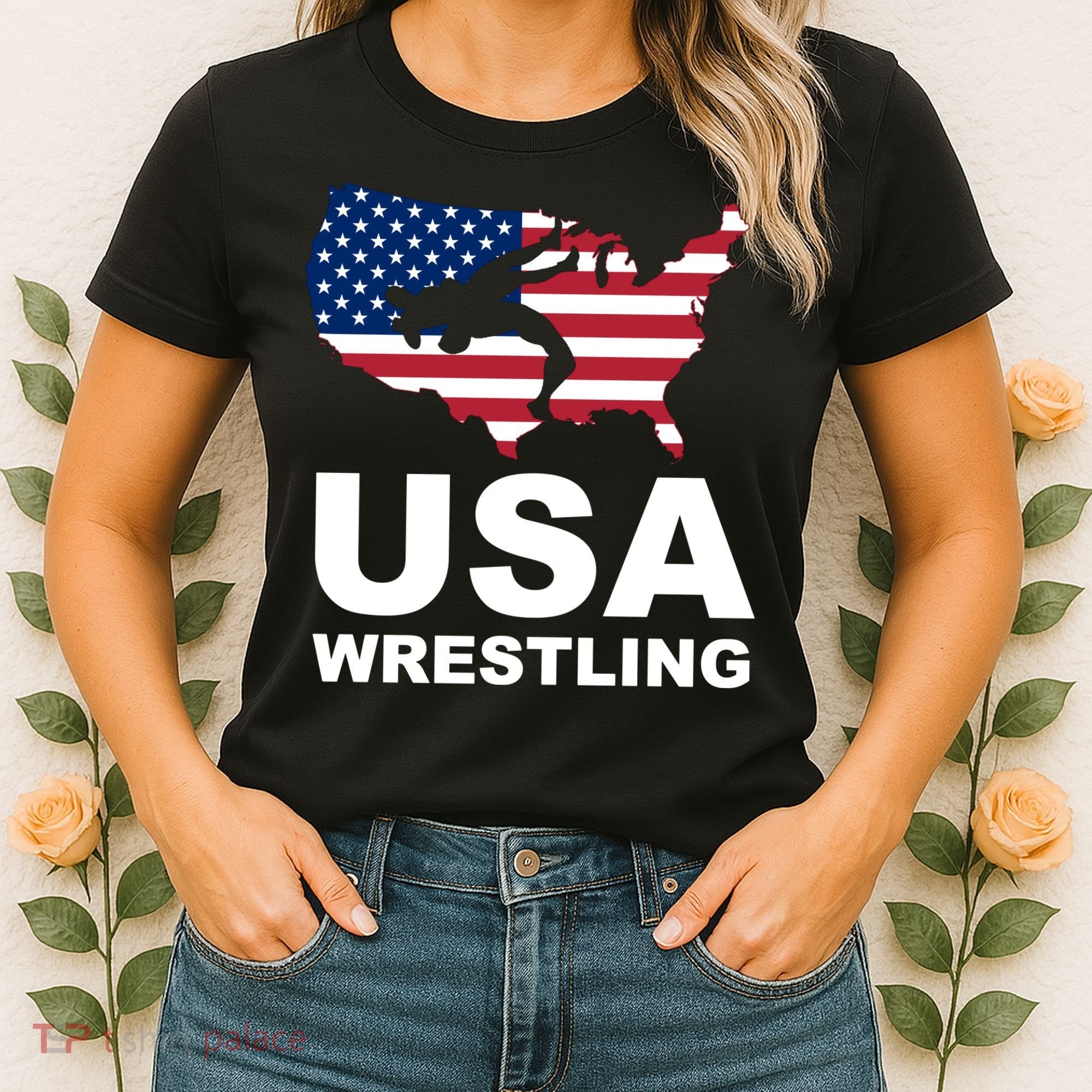 Wrestling Usa Flag Women's T-Shirt