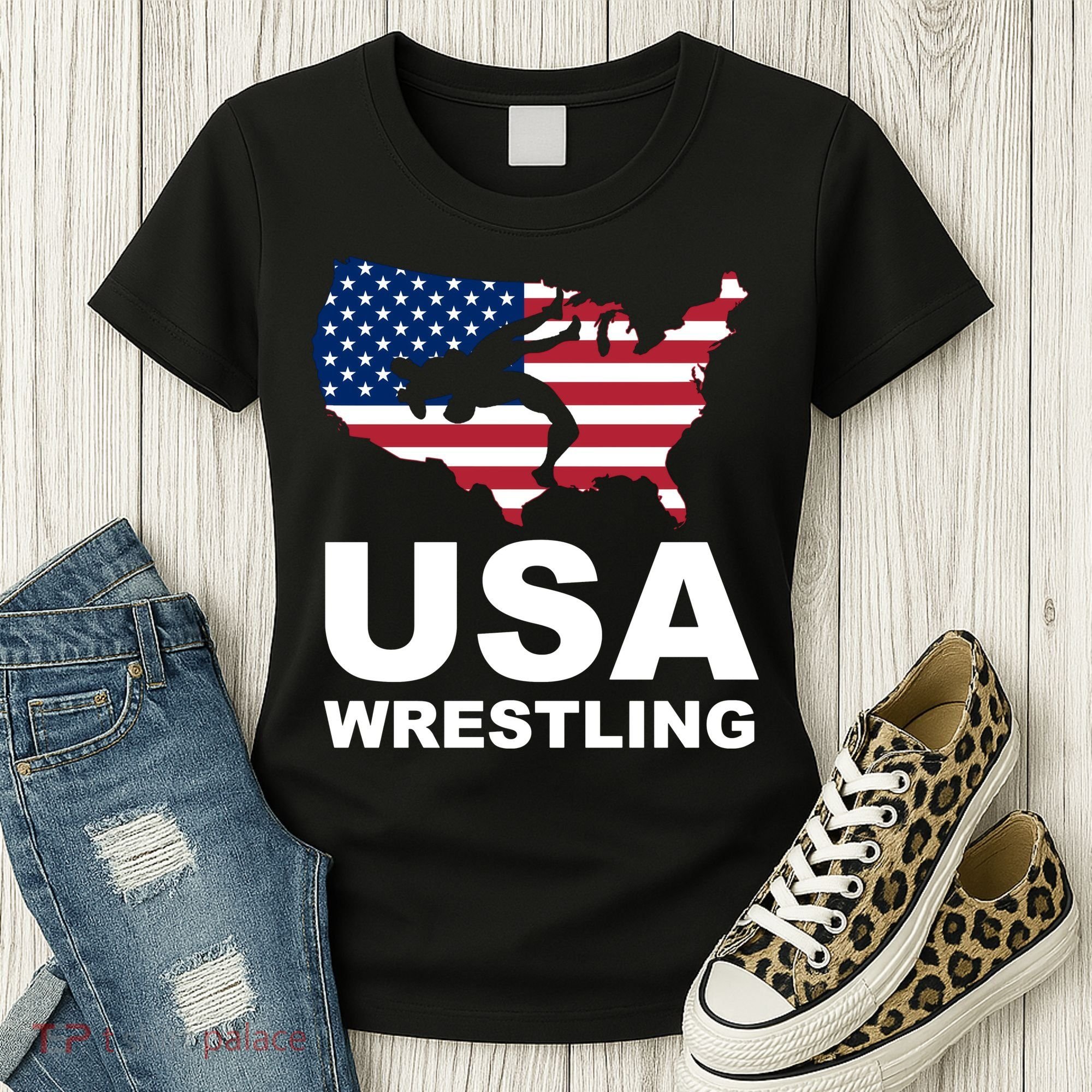 Wrestling Usa Flag Women's T-Shirt