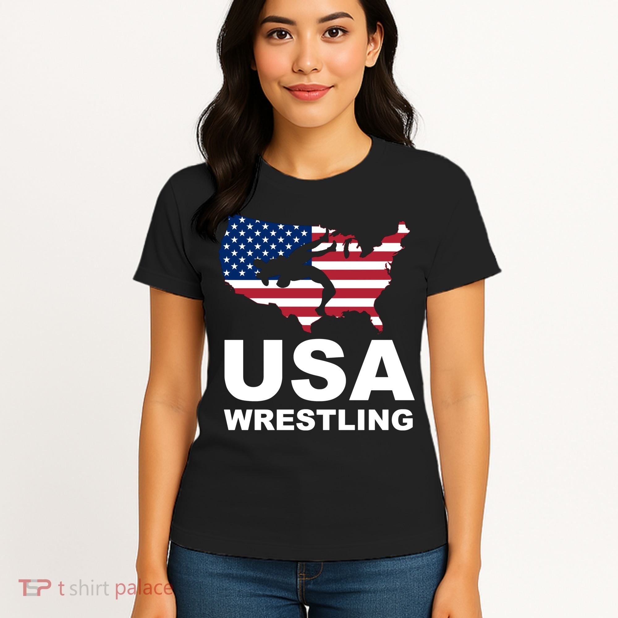 Wrestling Usa Flag Women's T-Shirt