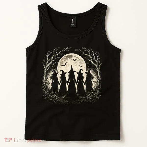 Witches Under Full Moon Halloween Night Tank Top
