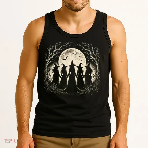 Witches Under Full Moon Halloween Night Tank Top