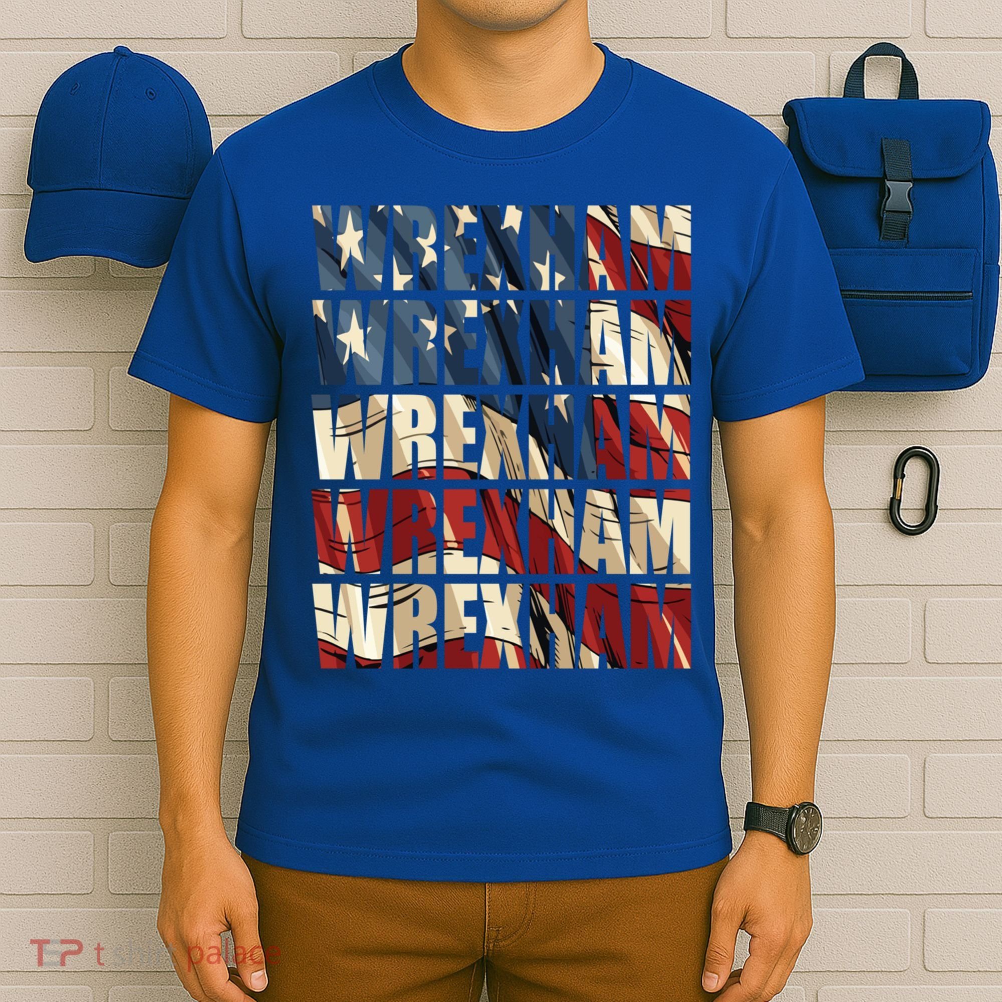 Wrexham Usa Flag American Welsh Wales Dragon Vintage Cool Gift T-Shirt