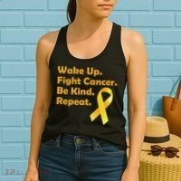 Wake Up Fight Childhood Cancer Be Kind Repeat Women's Tank Top thumb 2