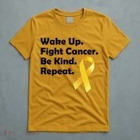 Wake Up Fight Childhood Cancer Be Kind Repeat T-Shirt thumb 5