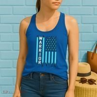 Warrior Usa Flag Prostate Cancer Awareness Ribbon Graphic Gift Women's Tank Top thumb 2