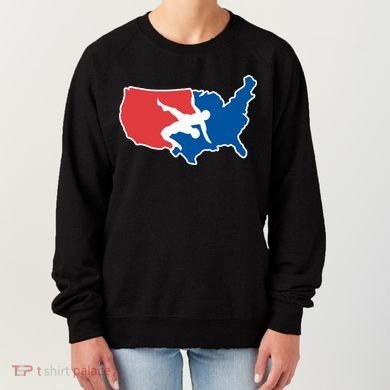 Wrestling Usa Map Funny Women's Sweatshirt