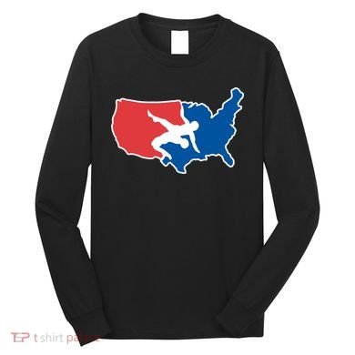 Wrestling Usa Map Funny Long Sleeve Shirt