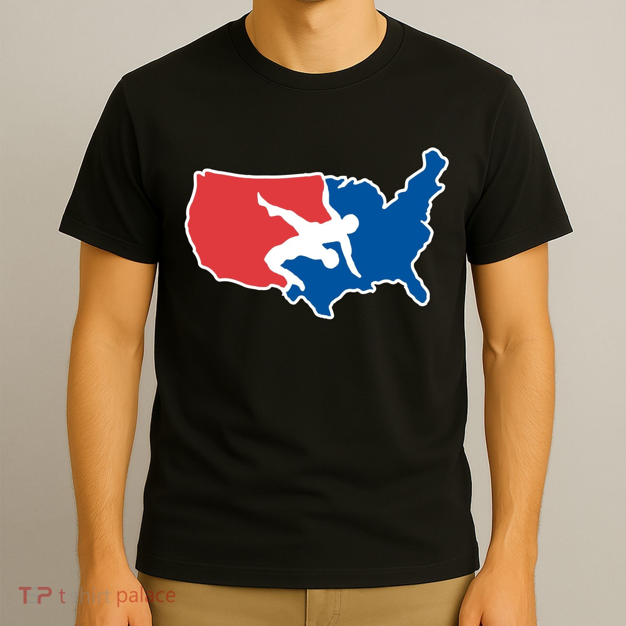 Wrestling Usa Map Funny T-Shirt