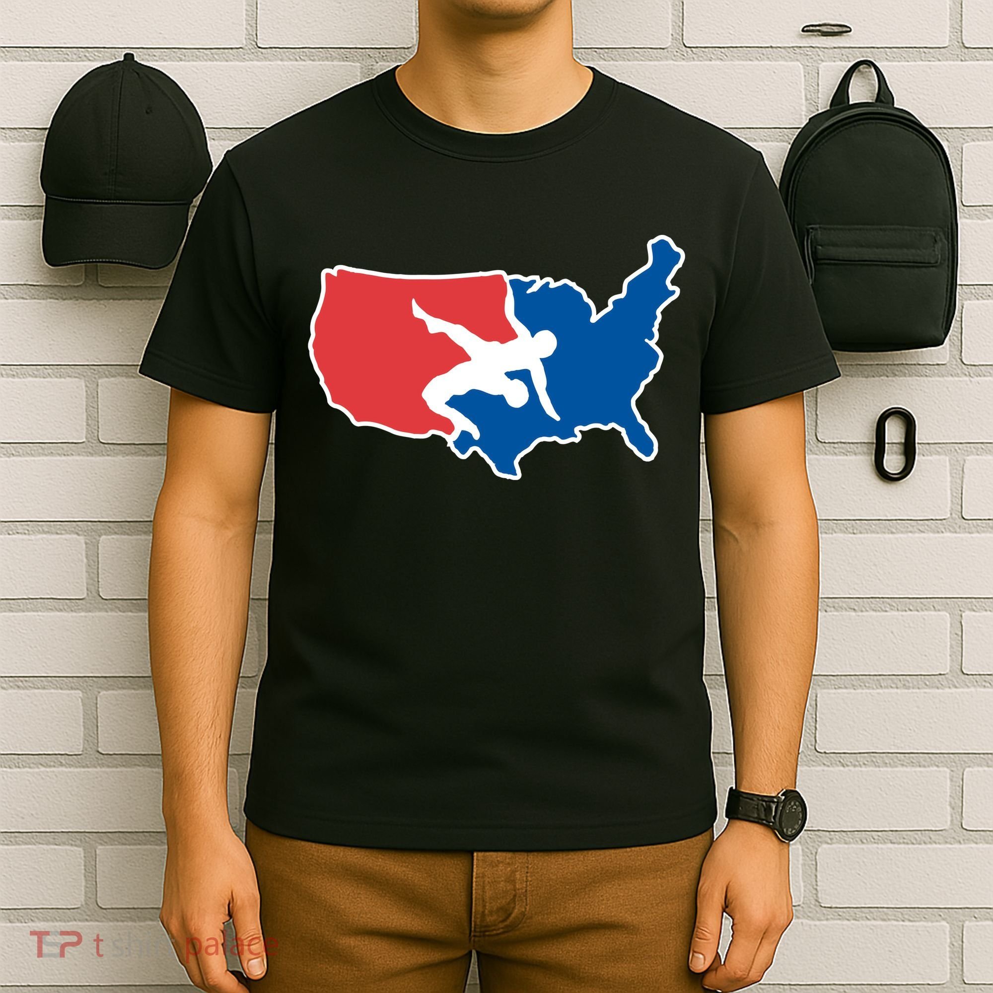 Wrestling Usa Map Funny T-Shirt