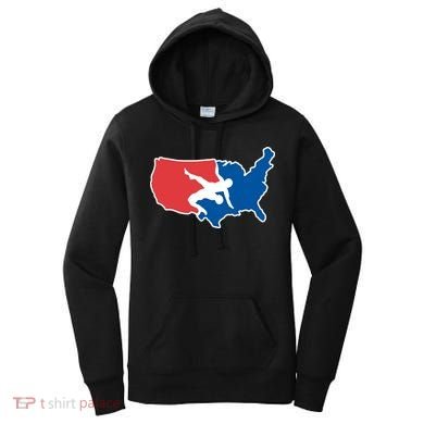 Wrestling Usa Map Funny Women's Hoodie