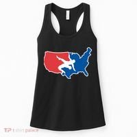 Wrestling Usa Map Funny Women's Tank Top thumb 0