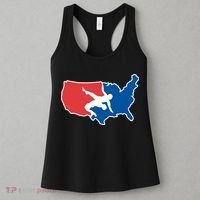 Wrestling Usa Map Funny Women's Tank Top thumb 3