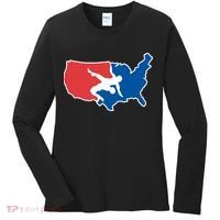 Wrestling Usa Map Funny Women's Long Sleeve Shirt thumb 0