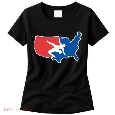 Wrestling Usa Map Funny Women's T-Shirt