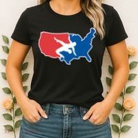 Wrestling Usa Map Funny Women's T-Shirt thumb 2