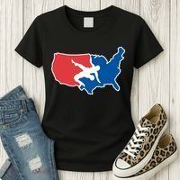 Wrestling Usa Map Funny Women's T-Shirt thumb 3