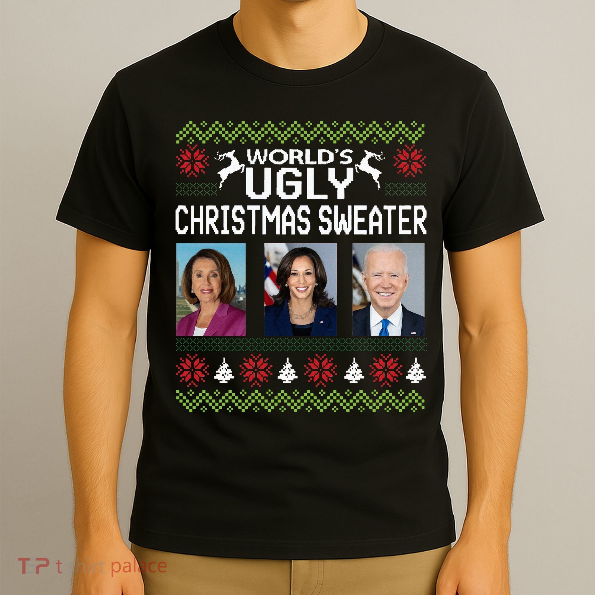 World's Ugly Pelosi Kamala Joe Biden Christmas Sweater T-Shirt