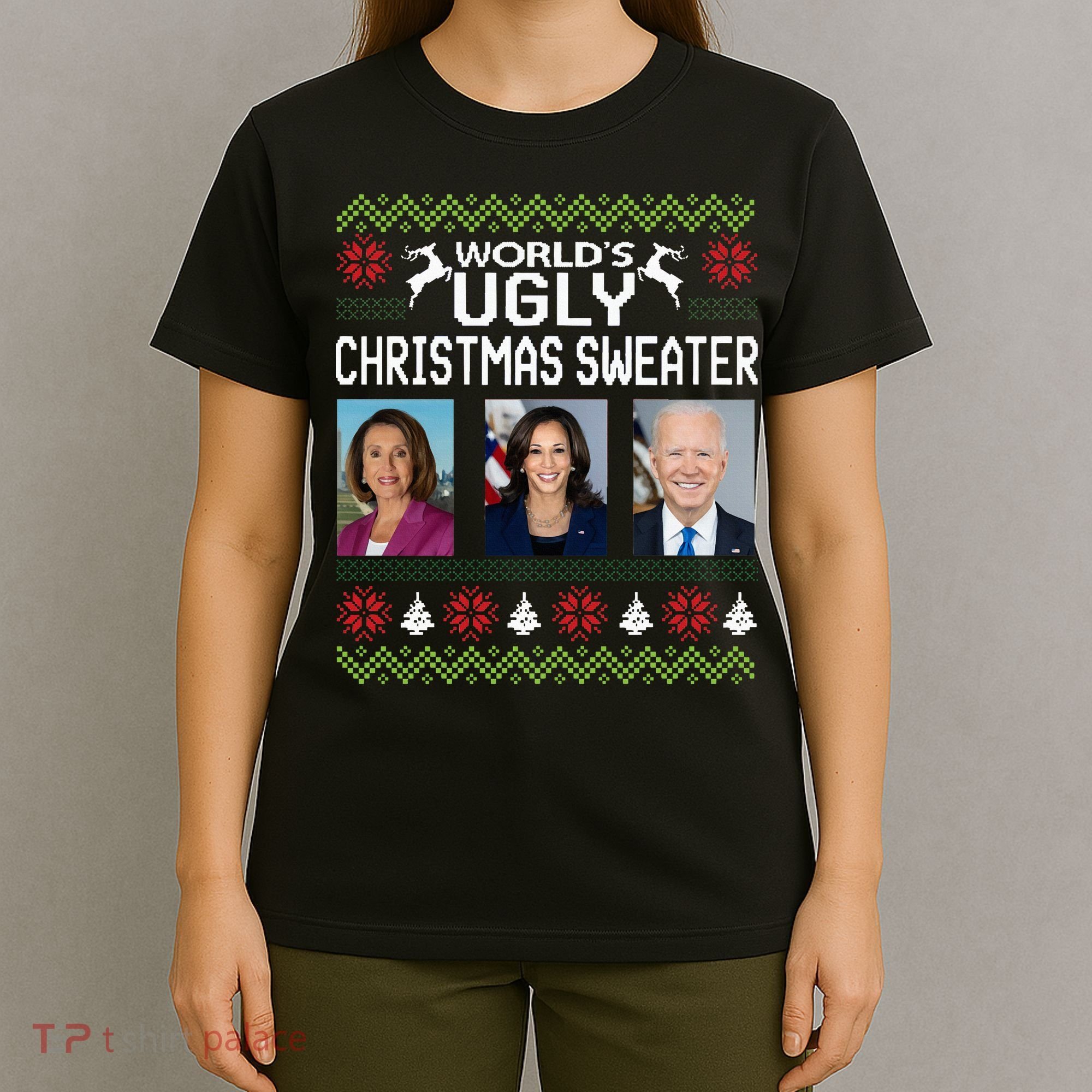 World's Ugly Pelosi Kamala Joe Biden Christmas Sweater T-Shirt