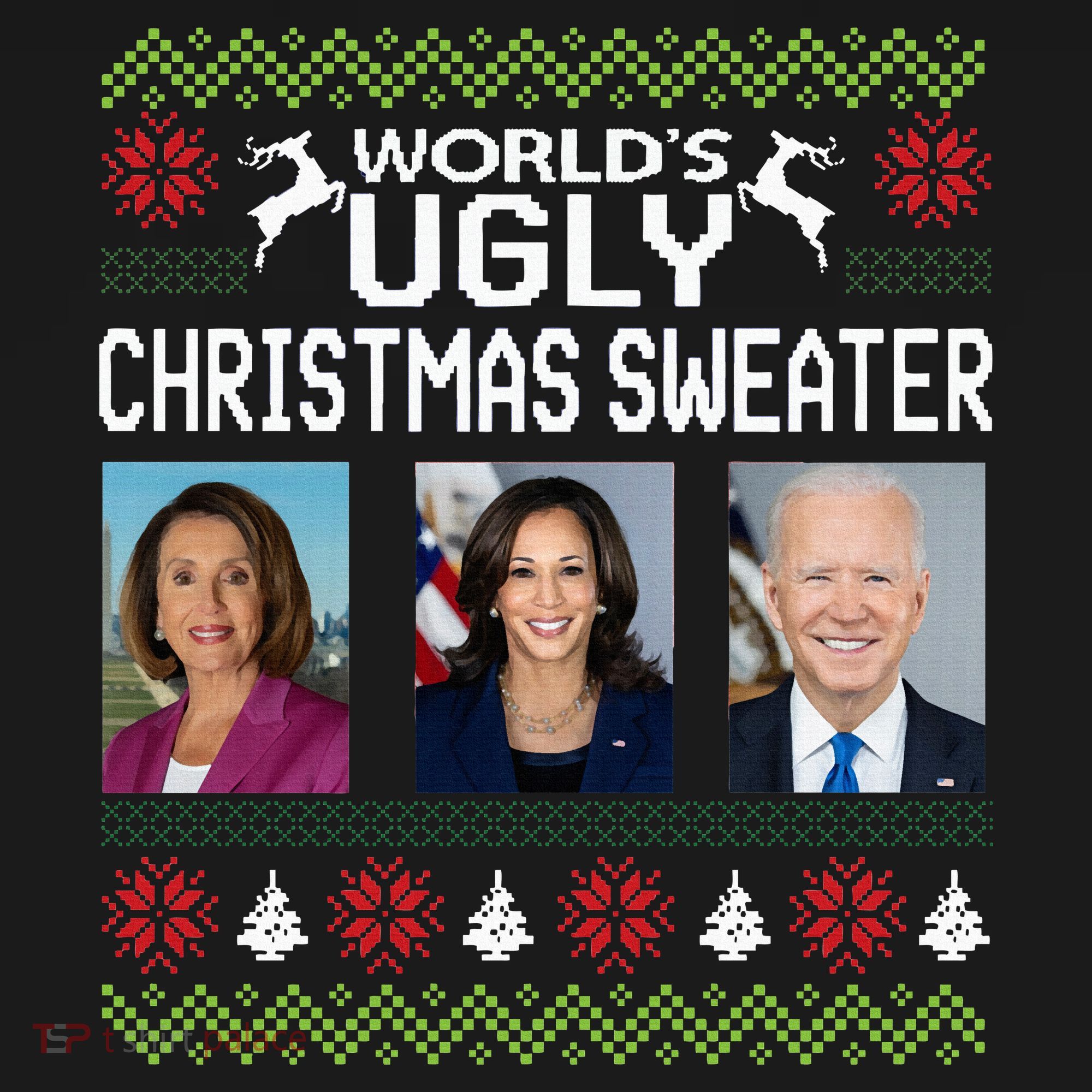 World's Ugly Pelosi Kamala Joe Biden Christmas Sweater T-Shirt