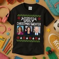 World's Ugly Pelosi Kamala Joe Biden Christmas Sweater Kids T-Shirt thumb 3