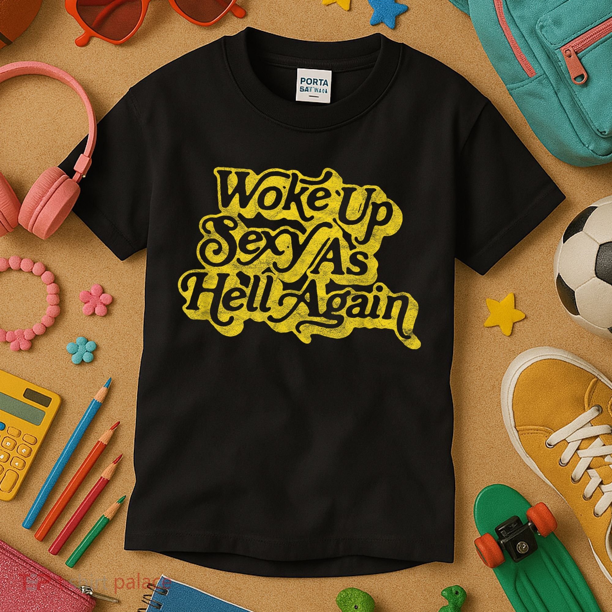 Woke Up Sexy As Hell Again! Funny Retro 60s Vibe Kids T-Shirt