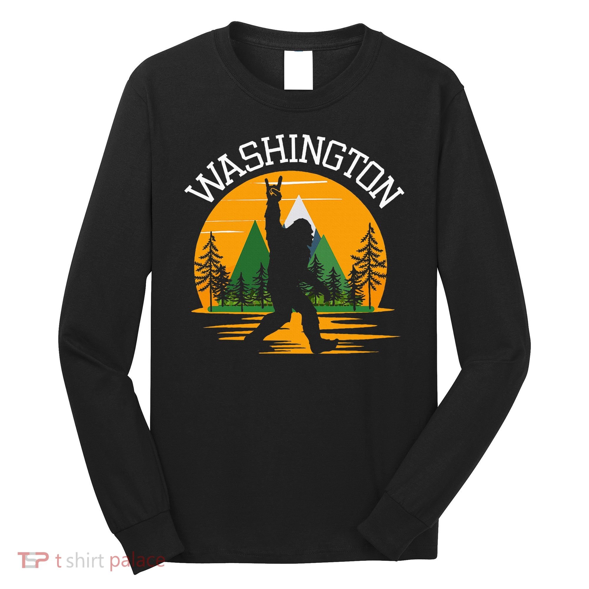 Washington Us State Bigfoot Sasquatch Long Sleeve Shirt