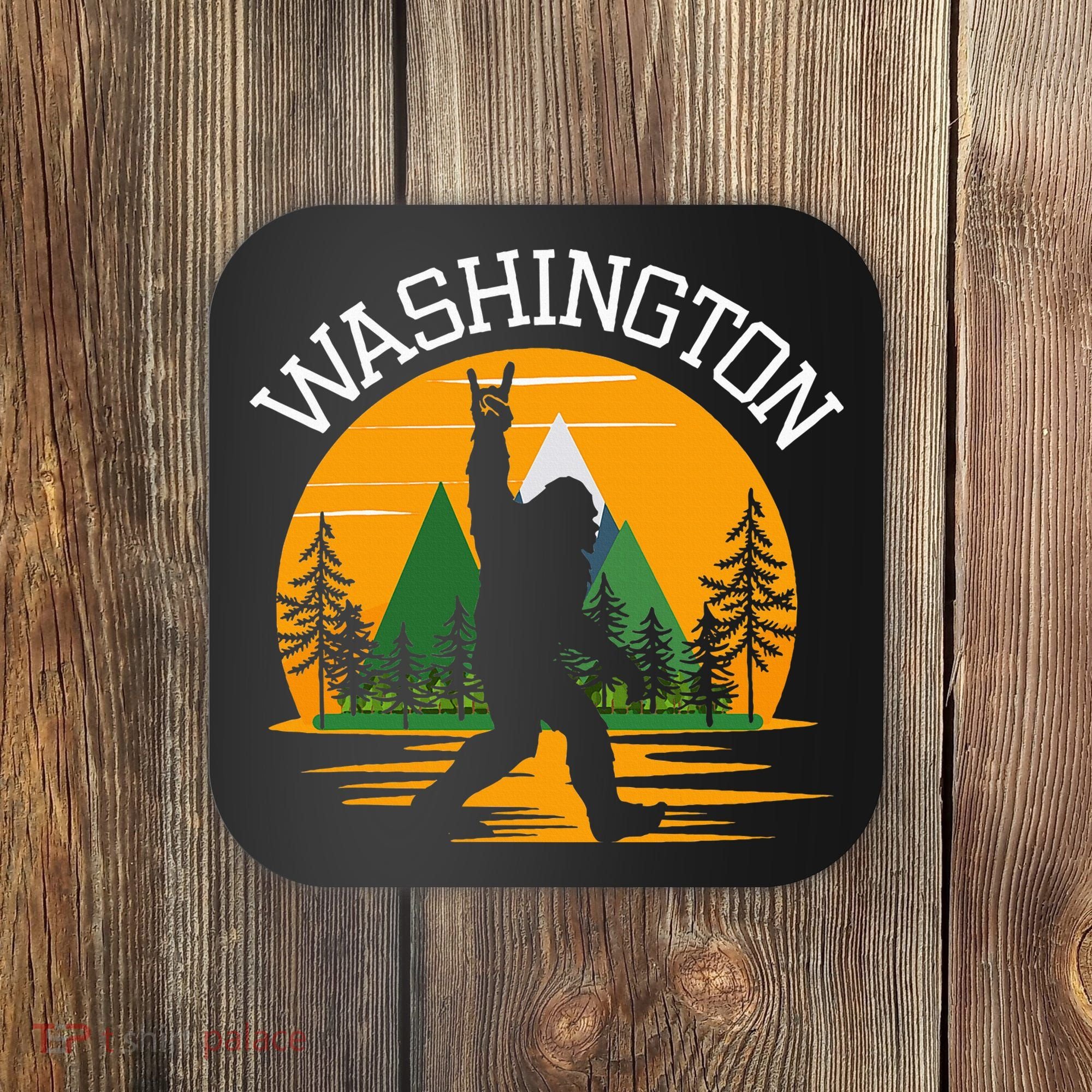Washington Us State Bigfoot Sasquatch Coaster
