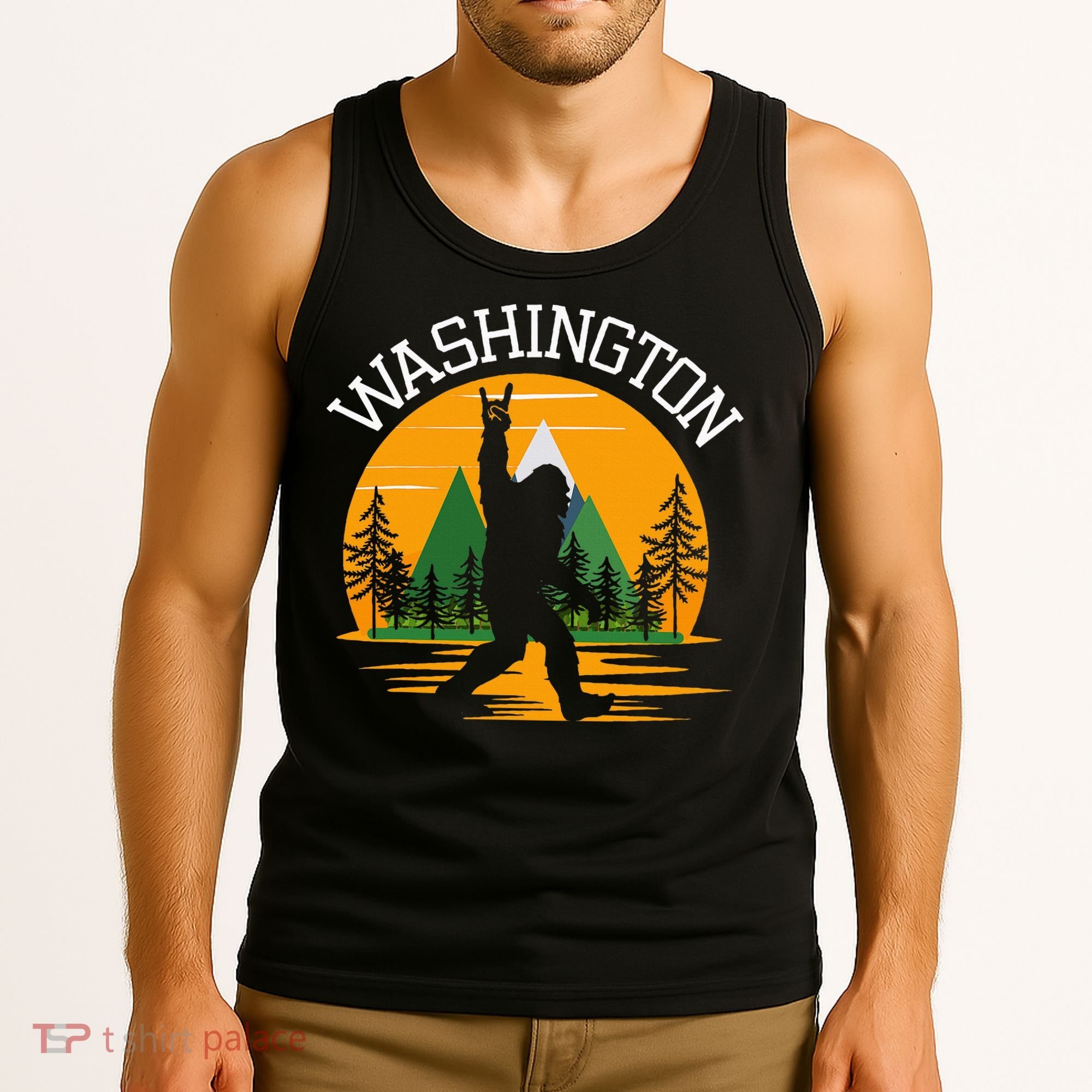 Washington Us State Bigfoot Sasquatch Tank Top