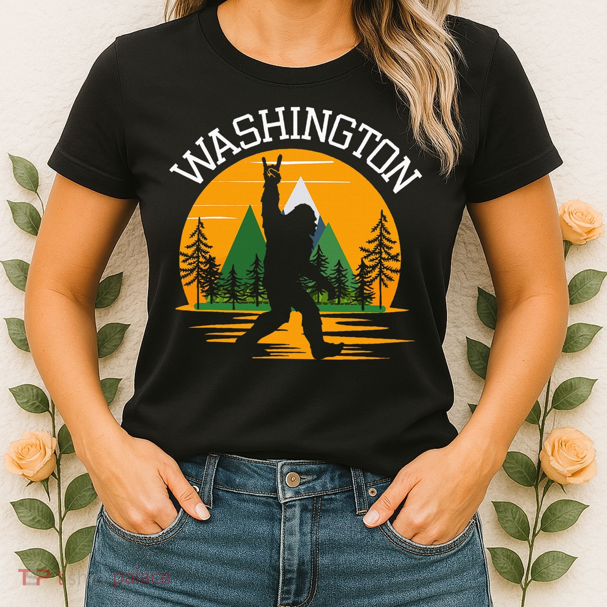 Washington Us State Bigfoot Sasquatch Women's T-Shirt