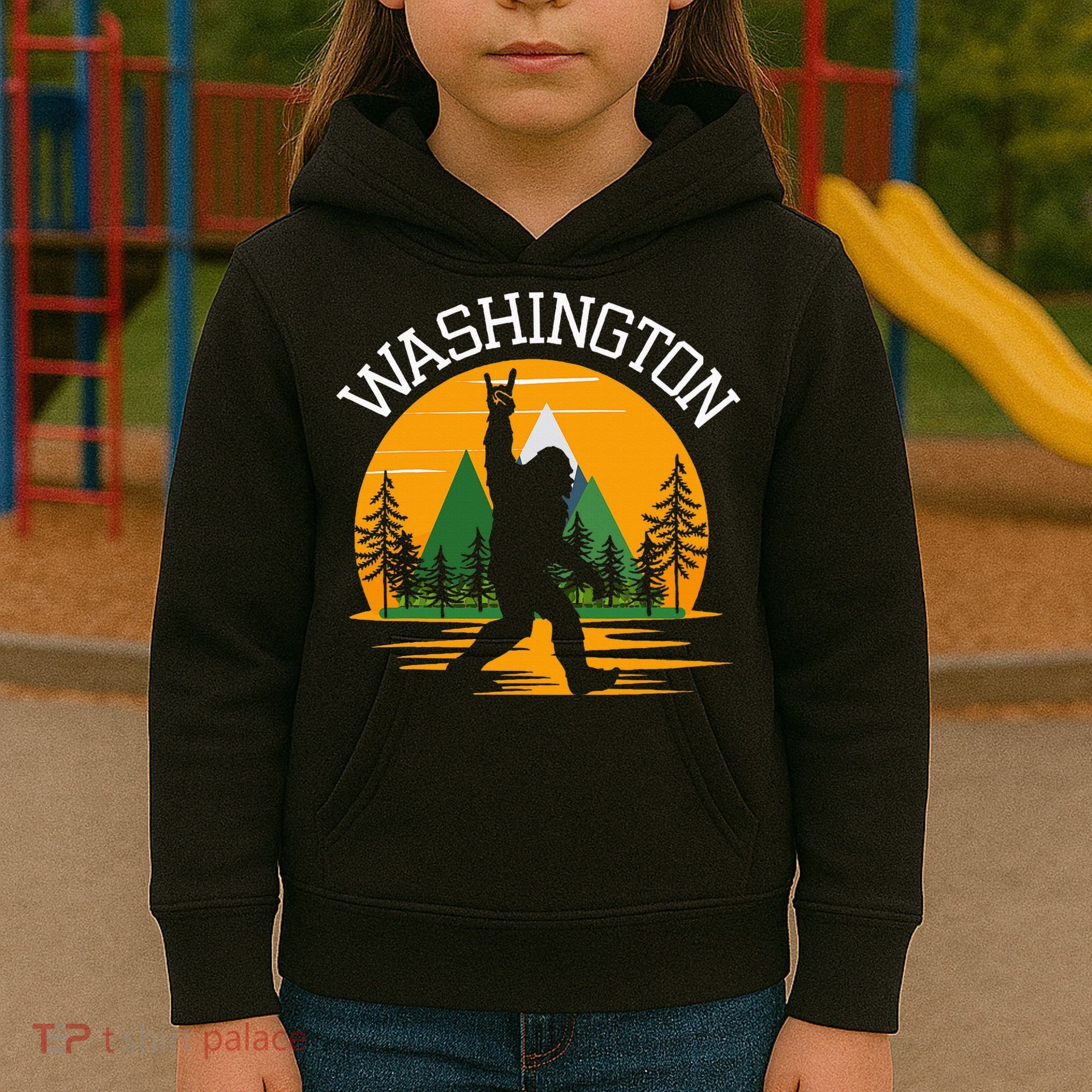 Washington Us State Bigfoot Sasquatch Kids Hoodie