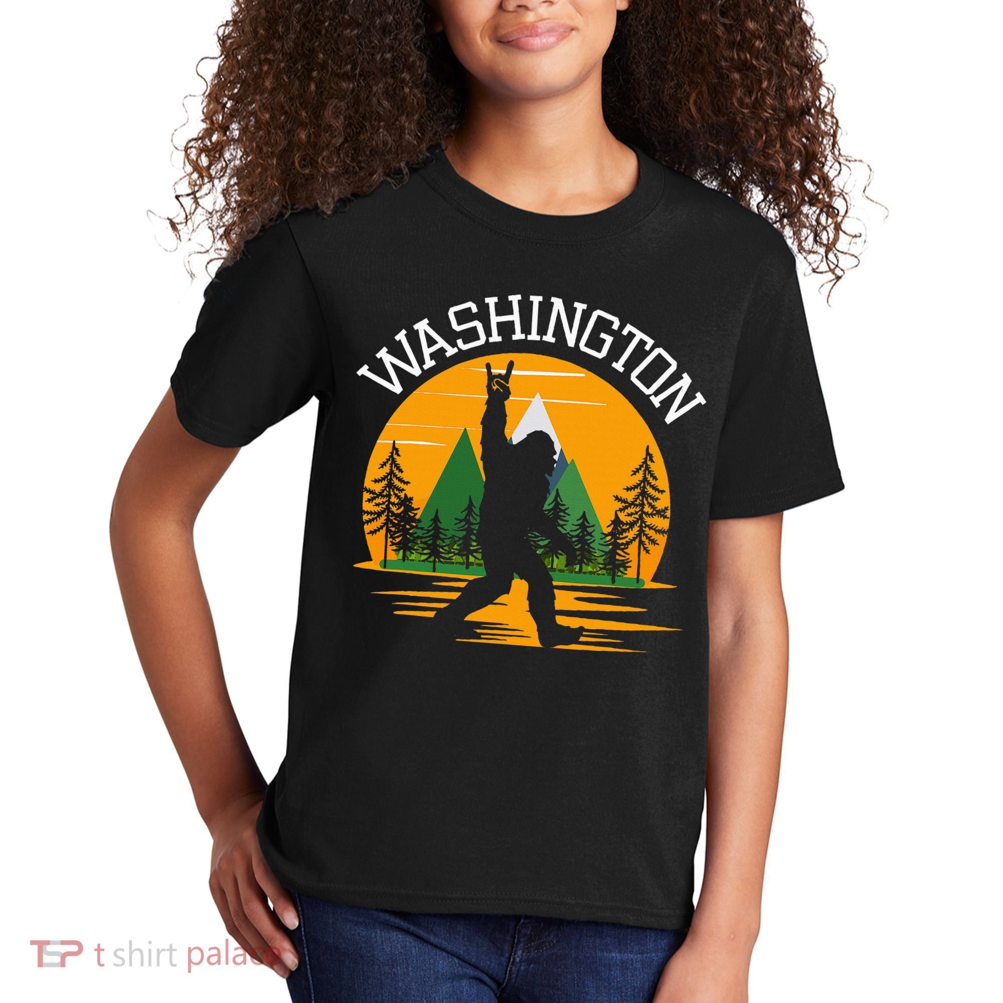 Washington Us State Bigfoot Sasquatch Kids T-Shirt