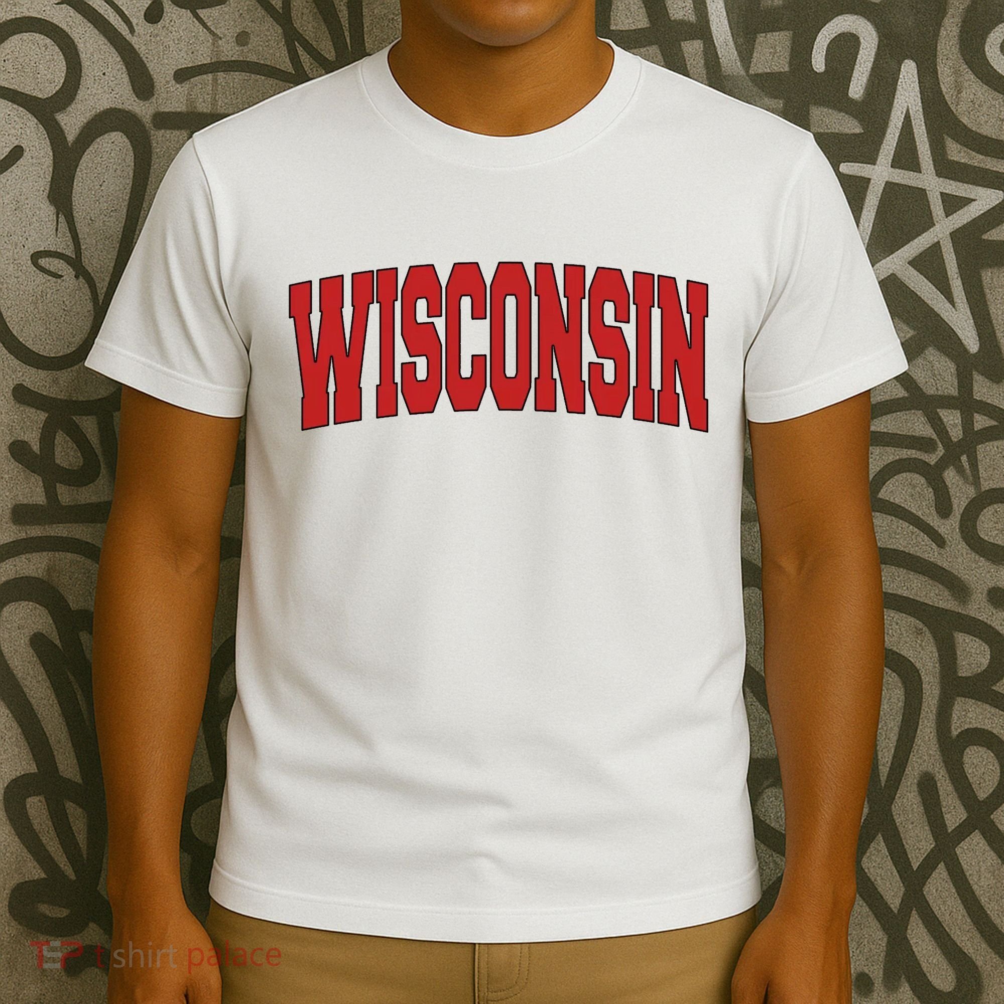 Wisconsin Usa State Wi Varsity Style Vintage Sports Cool T-Shirt