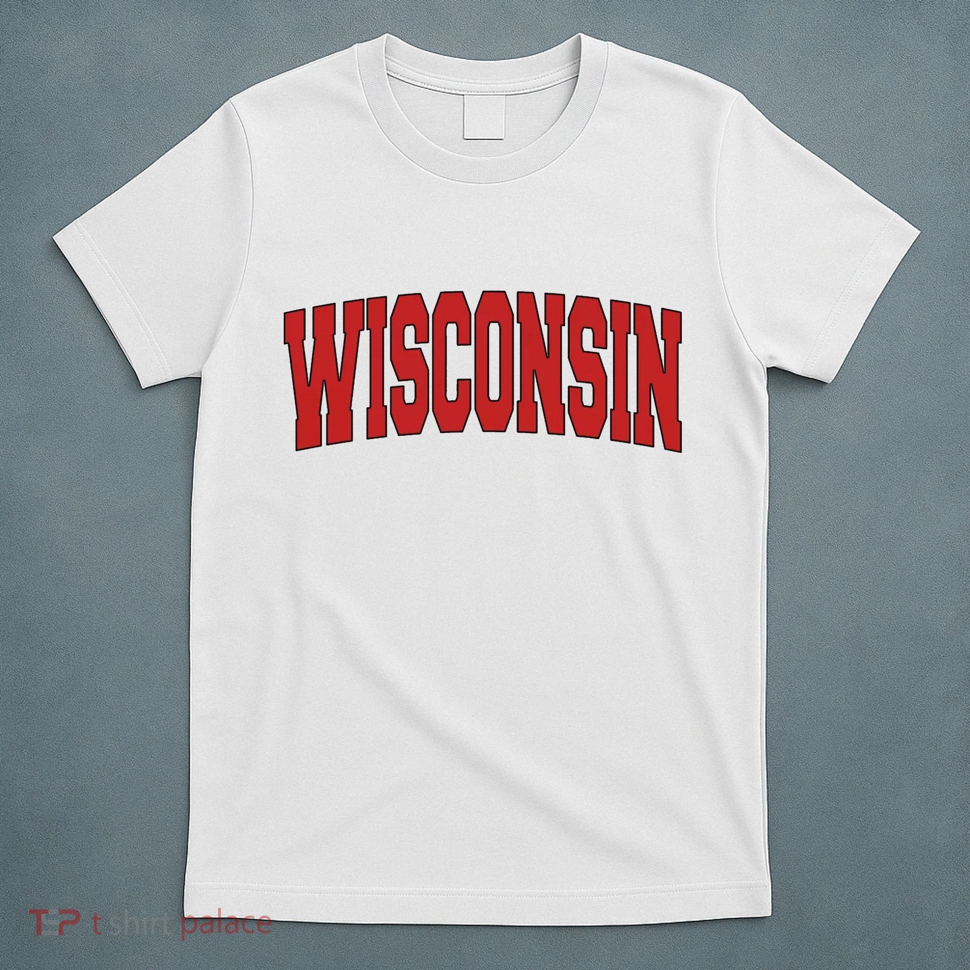 Wisconsin Usa State Wi Varsity Style Vintage Sports Cool T-Shirt