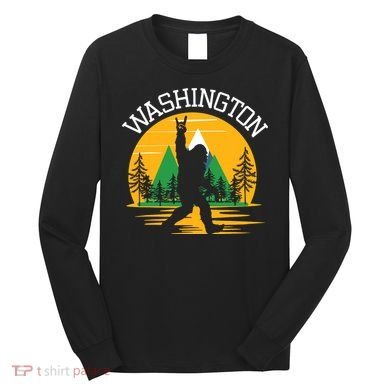 Washington Us State Bigfoot Sasquatch Long Sleeve Shirt