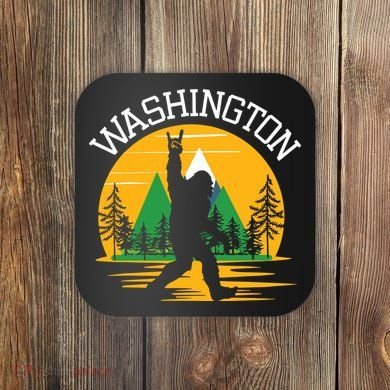 Washington Us State Bigfoot Sasquatch Coaster