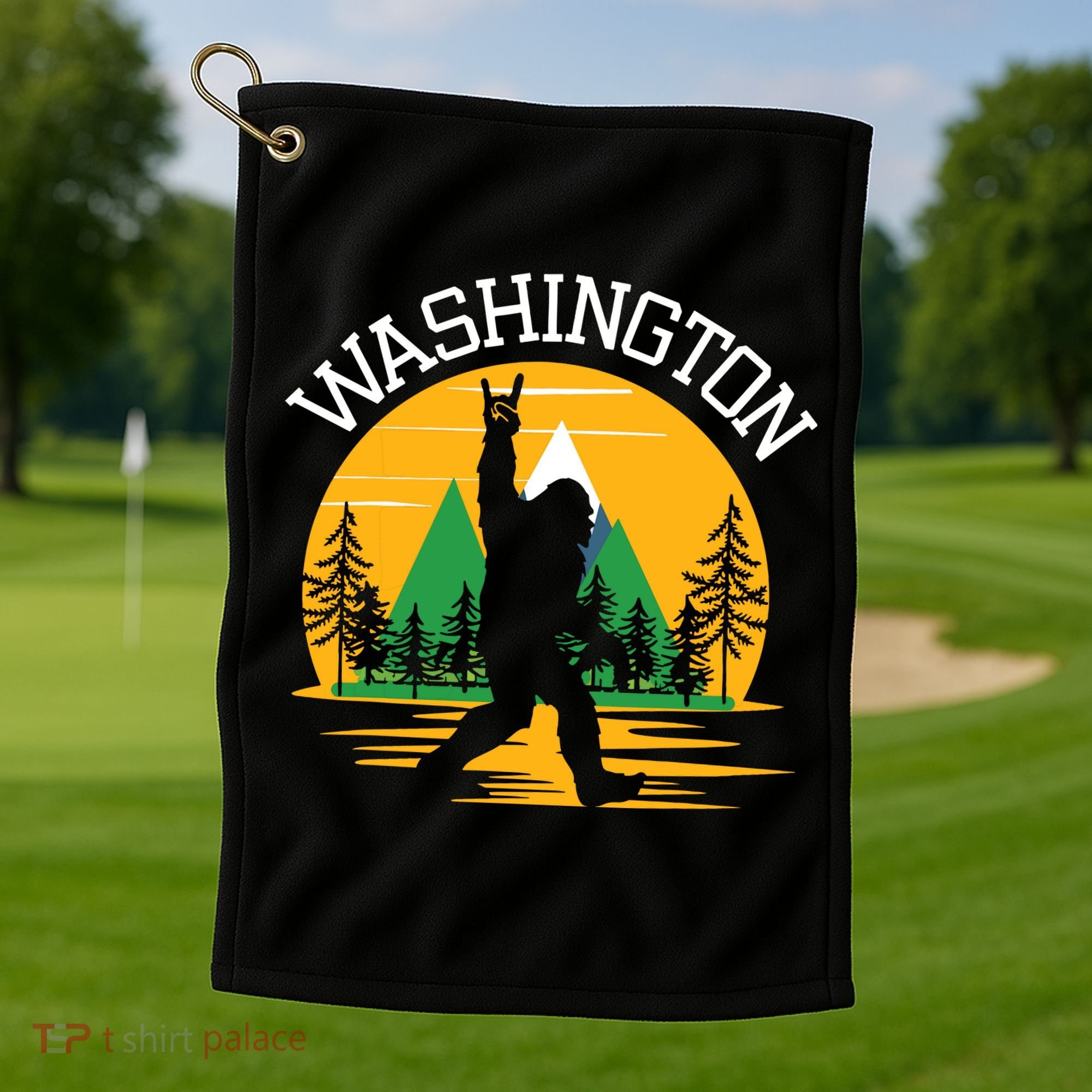 Washington Us State Bigfoot Sasquatch Golf Towel