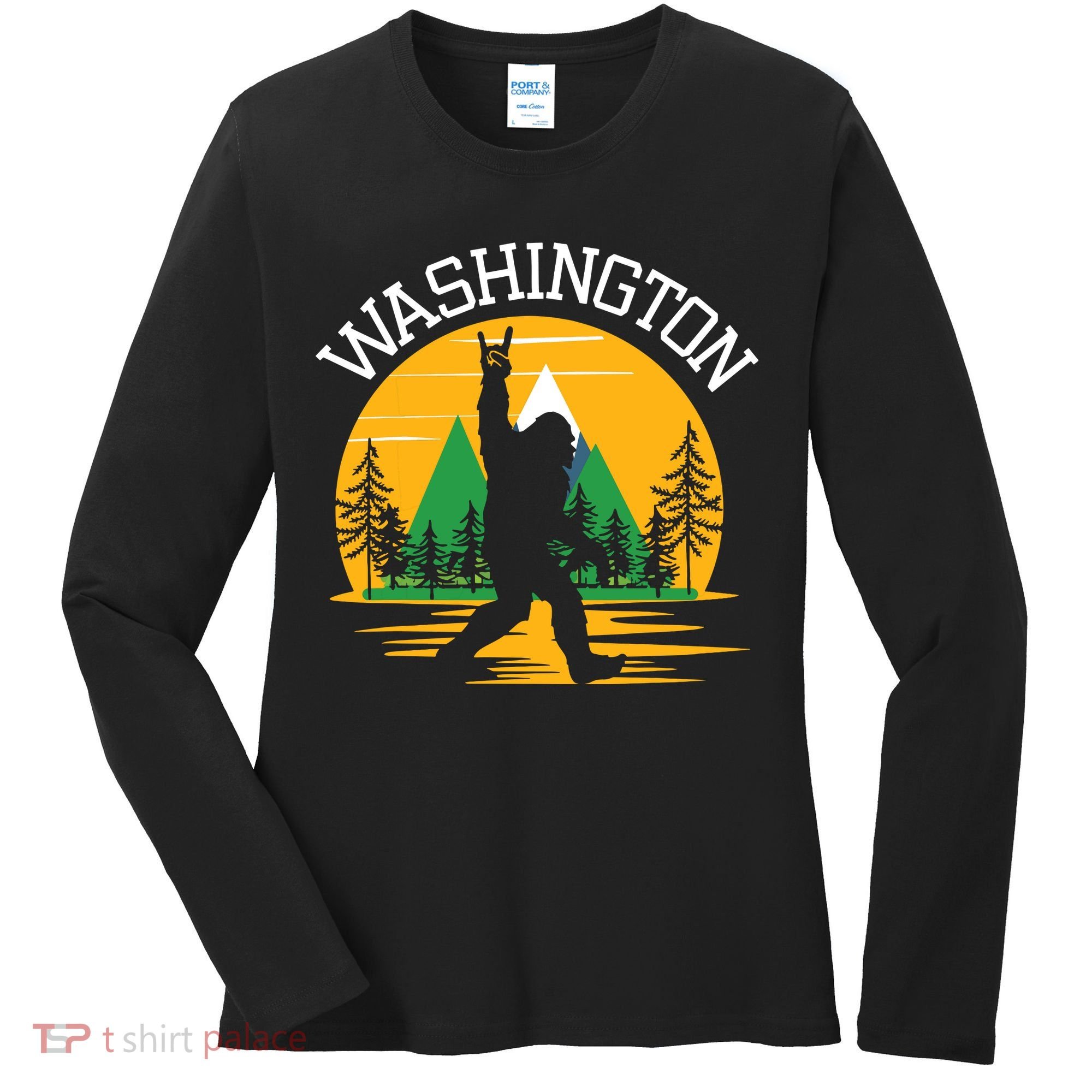 Washington Us State Bigfoot Sasquatch Women's Long Sleeve Shirt