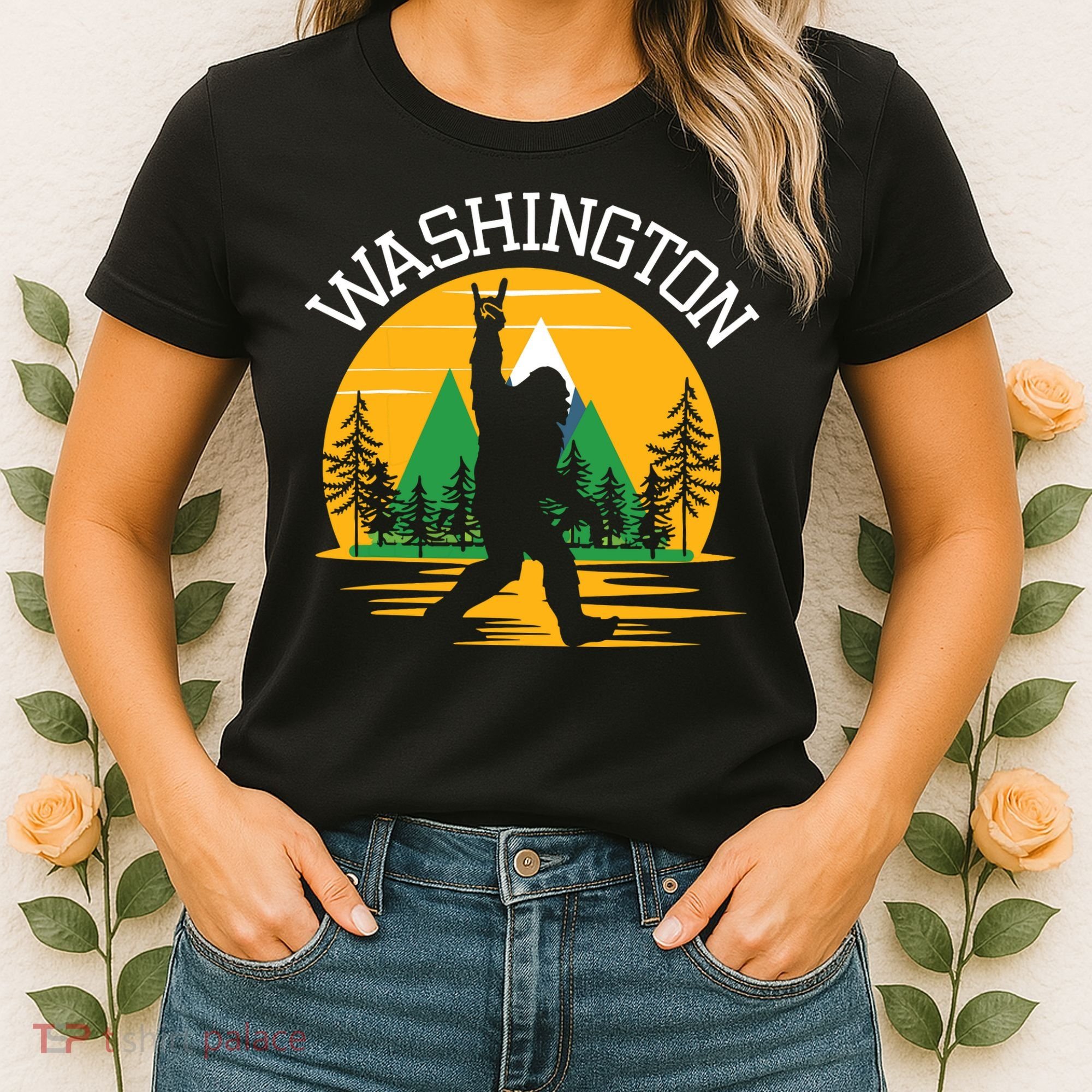 Washington Us State Bigfoot Sasquatch Women's T-Shirt