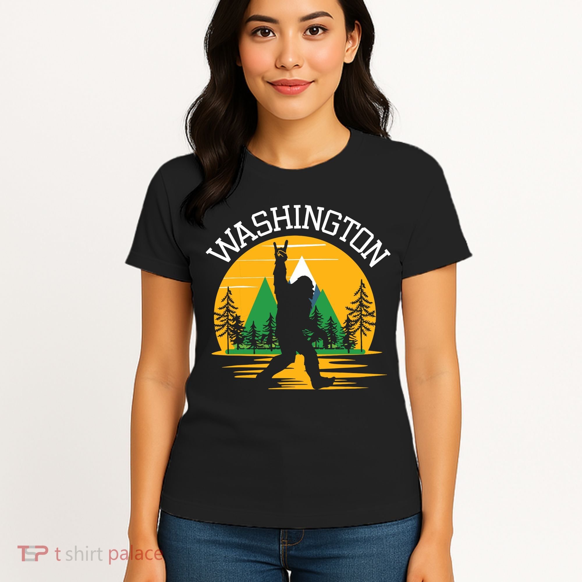 Washington Us State Bigfoot Sasquatch Women's T-Shirt