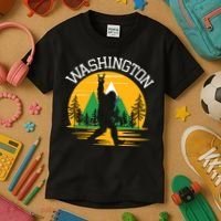 Washington Us State Bigfoot Sasquatch Kids T-Shirt thumb 3